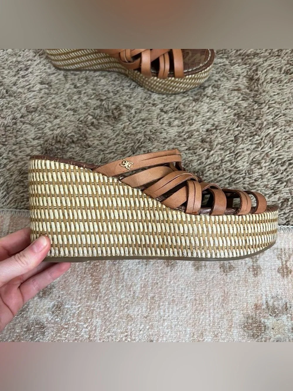 Sam Edelman Devon Strappy Saddle Leather Wedge Sandal Heels